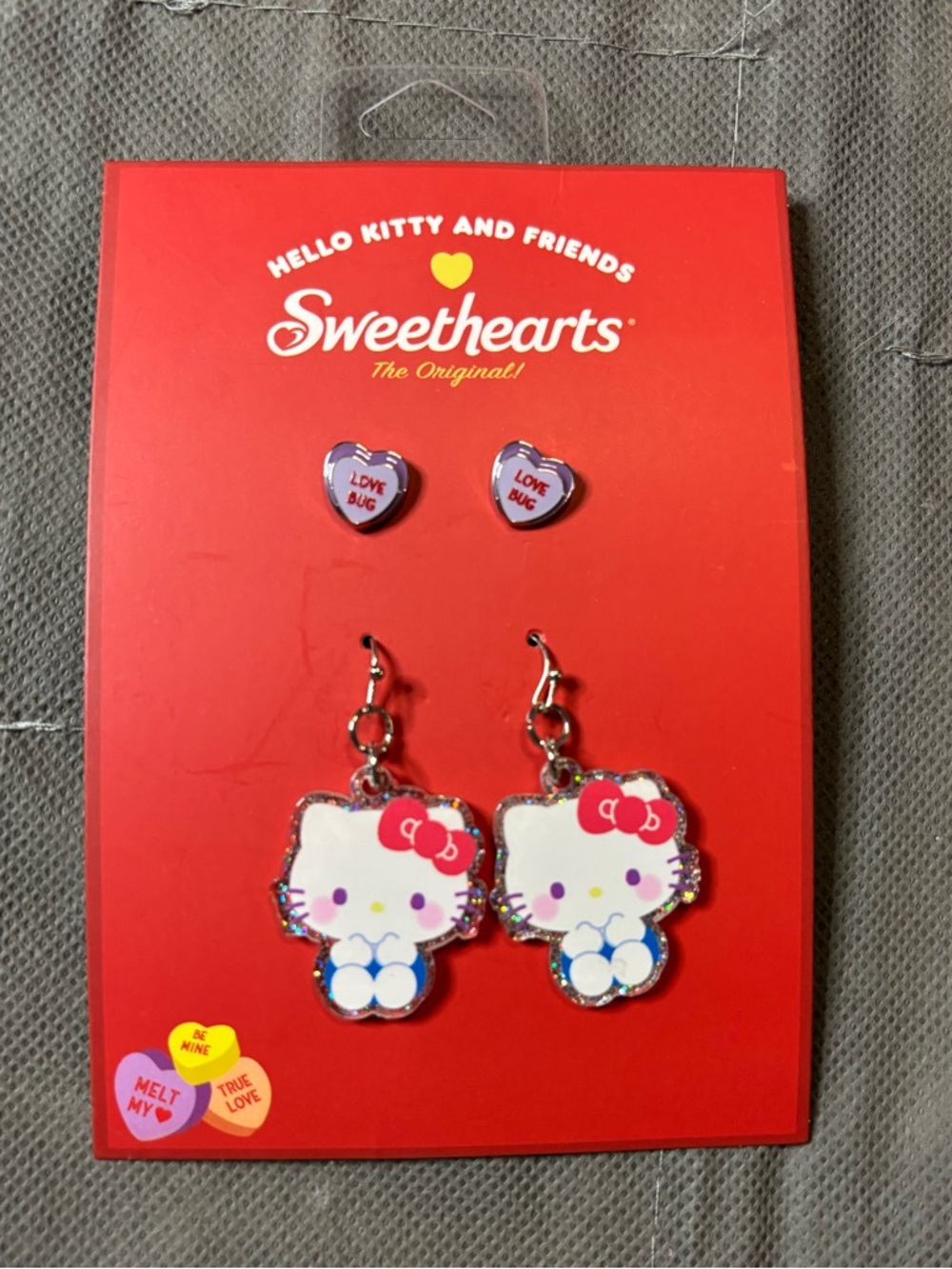 New! Hello Kitty Sweetheart Dangle Earrings and Heart Stud Earrings